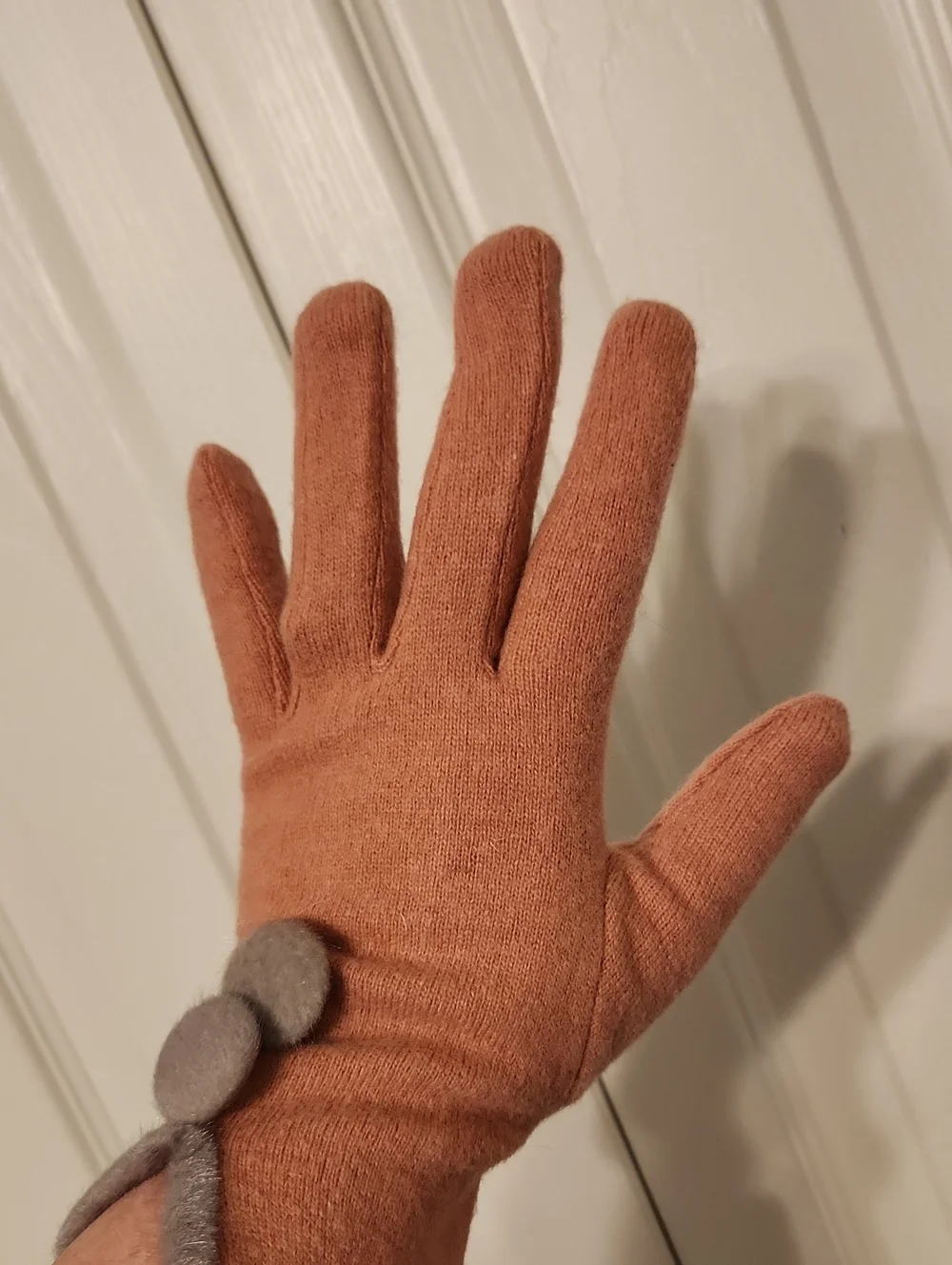 Powder UK Christabel Wool Candy Gloves Pink And Grey